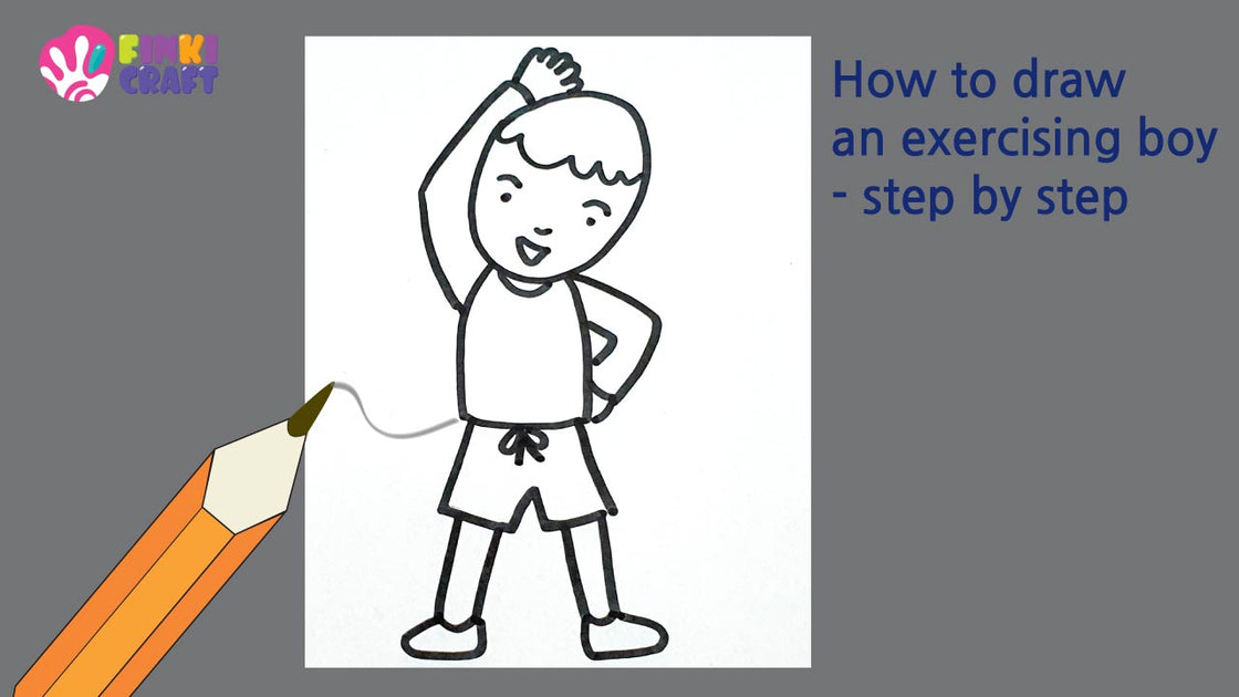 Boys Exercise Drawing Routine How to draw an exercising boy - step by step β finkicraft