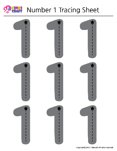 Free Number 1 Tracing Sheet