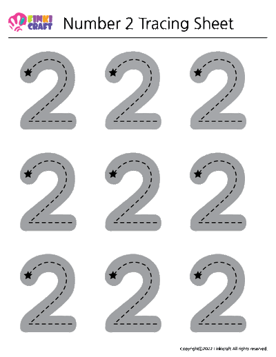 Free Number 2 Tracing Sheet