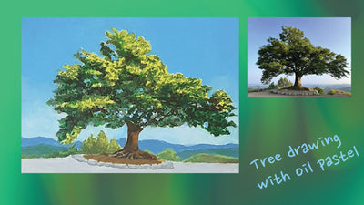 Tree drawing with oil pastel 🌳SUPER EASY!
