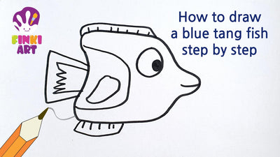 How to draw a blue tang fish step by step
