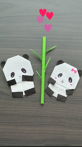 EASY Origami Panda 🐼 and bamboo🎋 papercraft