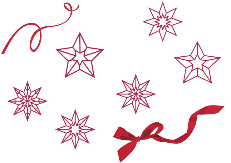 Star & ribbon for christmas | Star & ribbon decoration christmas clipart | Star & ribbon digital image EPS Ai files