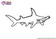 Hammerhead Shark line and coloring art image Digital EPS, AI file