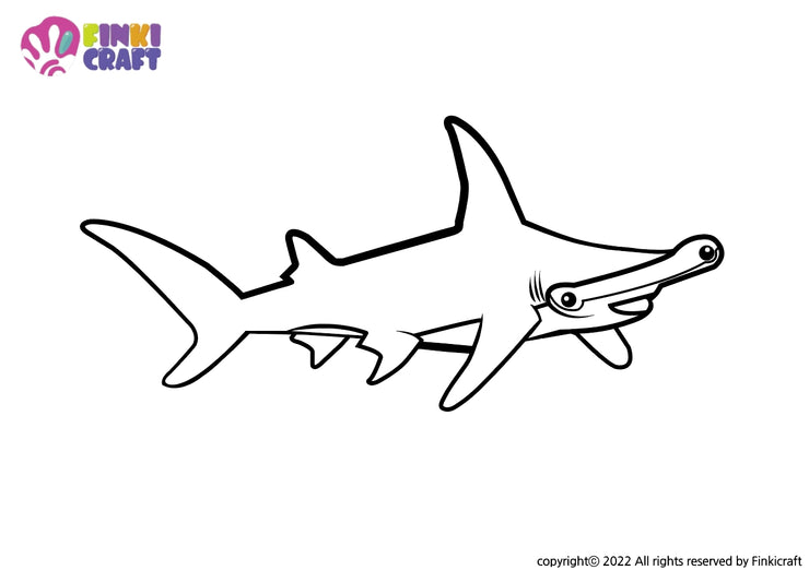 Hammerhead Shark line and coloring art image Digital EPS, AI file