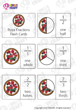 Pizza Fractions printable flash cards, Digital PDF file, Printable image