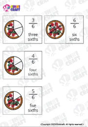 Pizza Fractions printable flash cards, Digital PDF file, Printable image