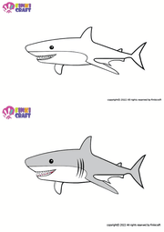 Shark line and coloring art image Digital EPS, AI file