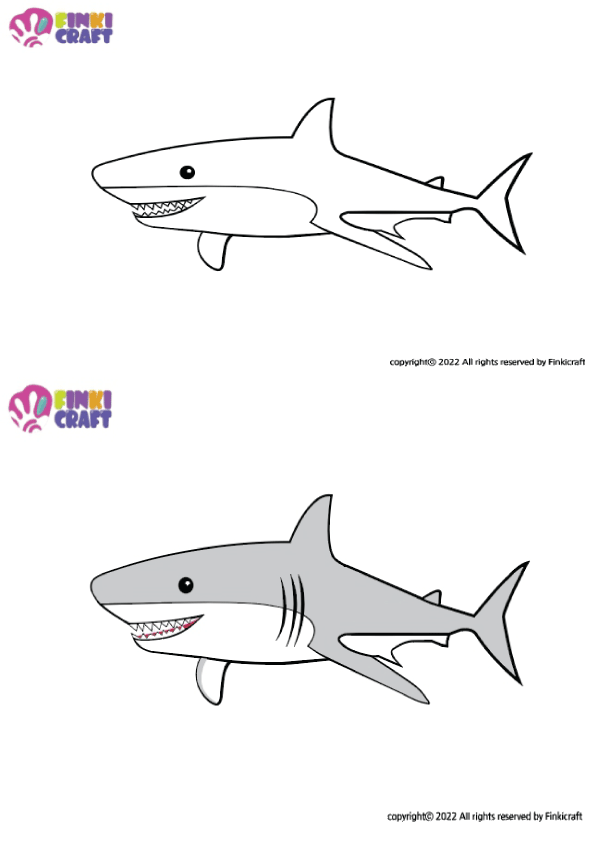 Shark line and coloring art image Digital EPS, AI file